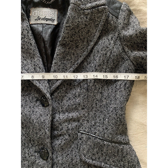 Guess Los Angeles 1981 Blazer Womens Small Leather Trim Wool Hipster Sports Coat - Picture 12 of 16